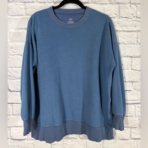 Aerie Blue Oversized Fleece Sweatshirt Crewneck Cozy Pullover Women’s Size S